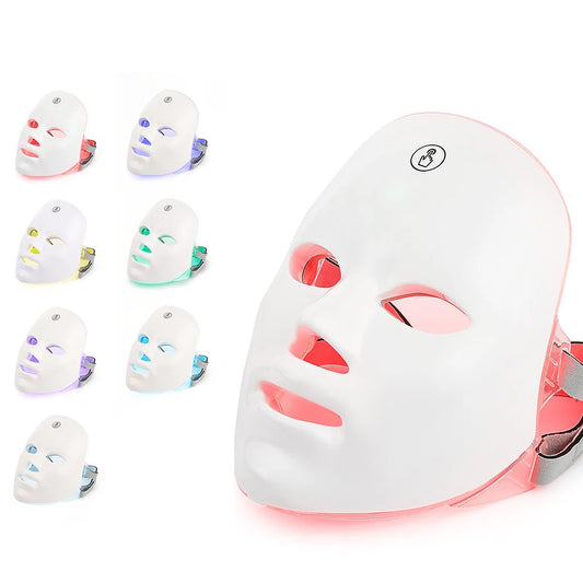 🌟 7 Colors LED Facial & Neck Light Therapy Mask