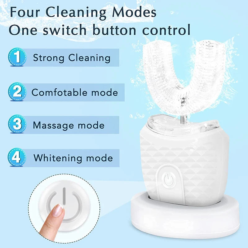 Wireless & chargeable silicone U-shaped toothbrush