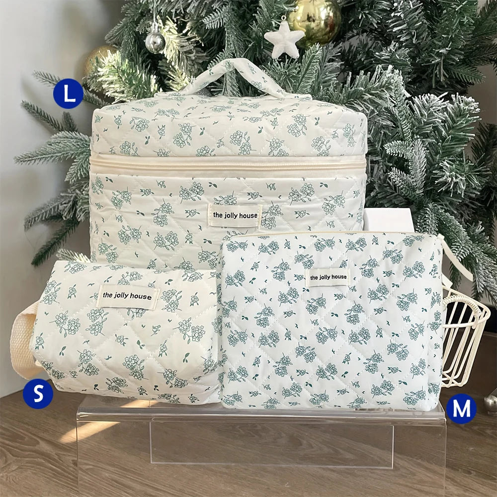 Cute Quilted Cotton Makeup Bag