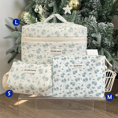 Cute Quilted Cotton Makeup Bag