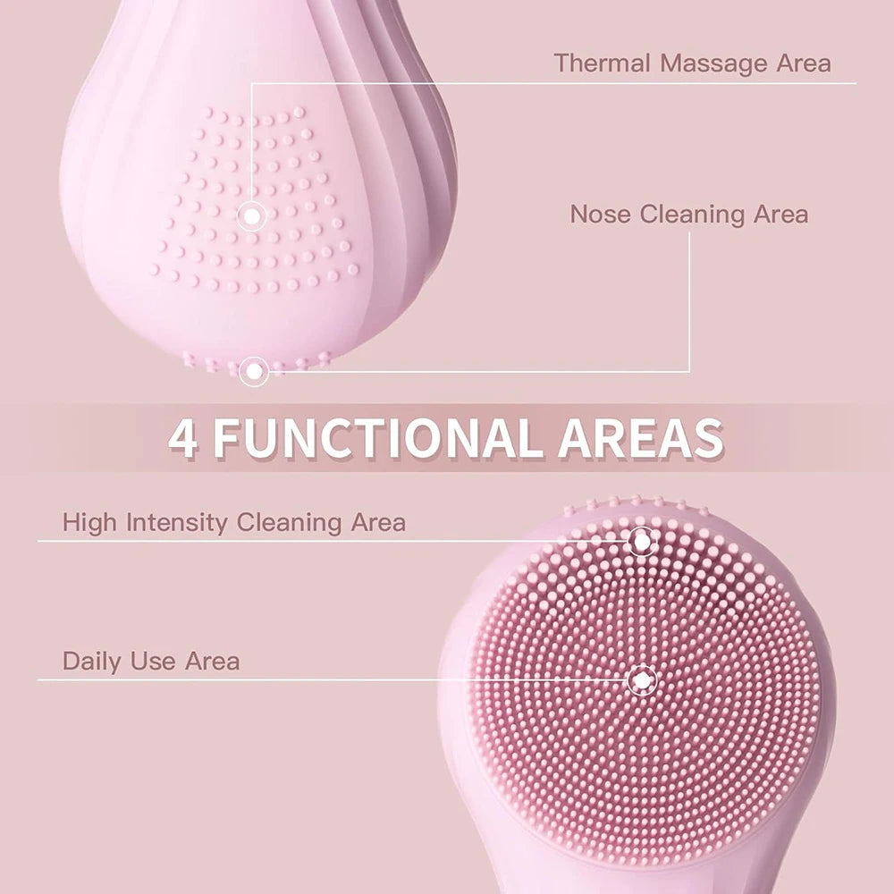 Sonic Waterproof Facial Cleansing Brush Rechargeable Scrubber & Exfoliating Vibrating