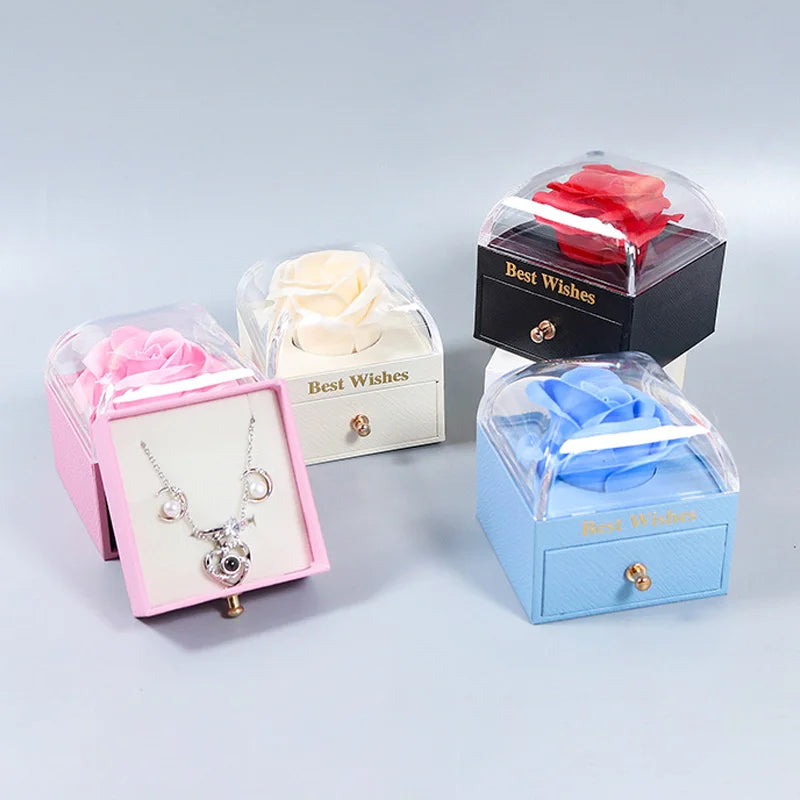 New Rose Flower Jewelry Box for Necklaces