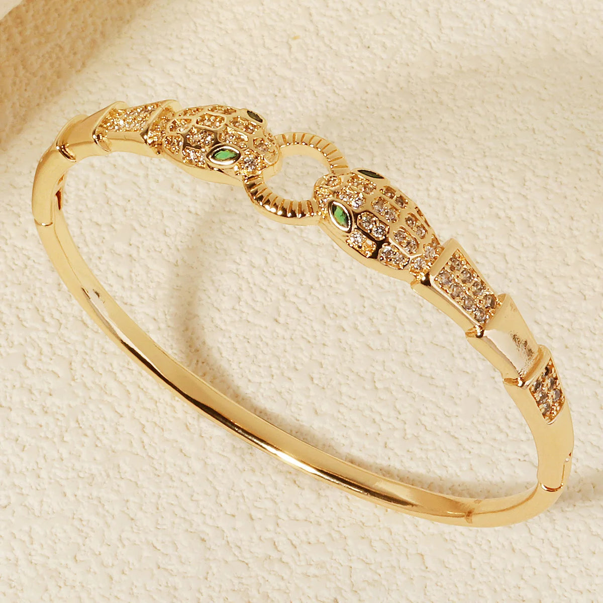 Trendy Stainless Steel Golden Snake Owl Zirconia Bracelet For Women