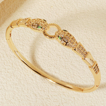 Trendy Stainless Steel Golden Snake Owl Zirconia Bracelet For Women