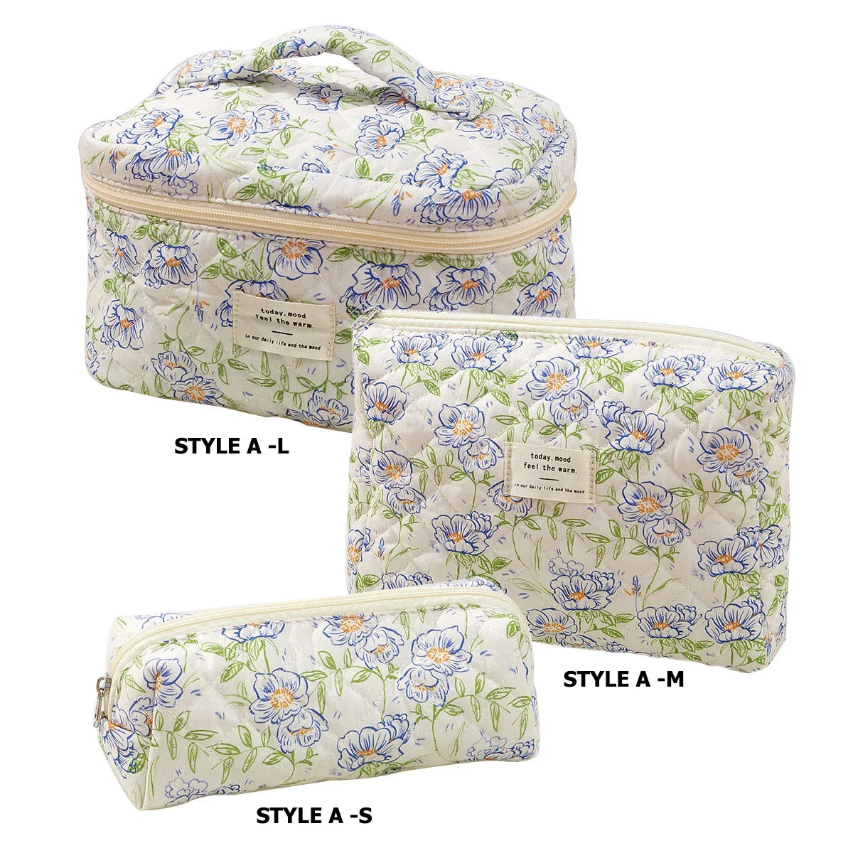 Cute Quilted Cotton Makeup Bag