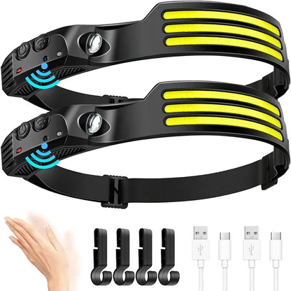 COB LED Headlamp Built-in Battery USB Rechargeable