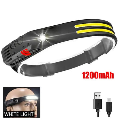 COB LED Headlamp Built-in Battery USB Rechargeable