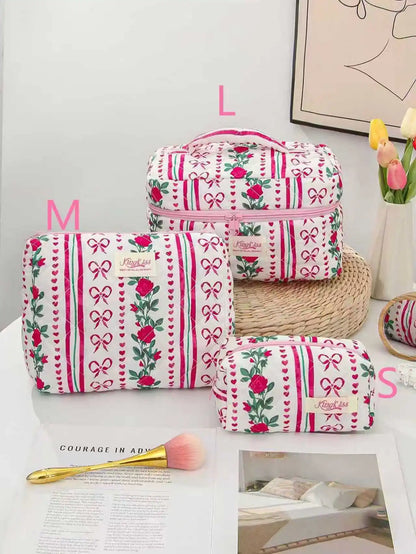 Cute Quilted Cotton Makeup Bag