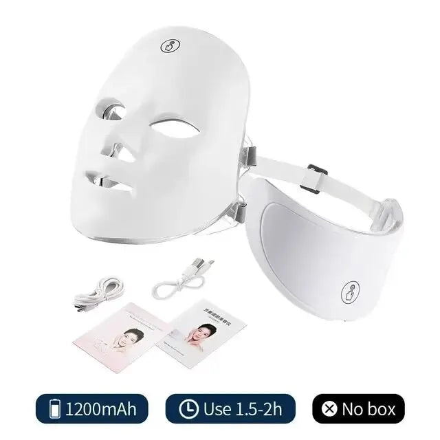🌟 7 Colors LED Facial & Neck Light Therapy Mask