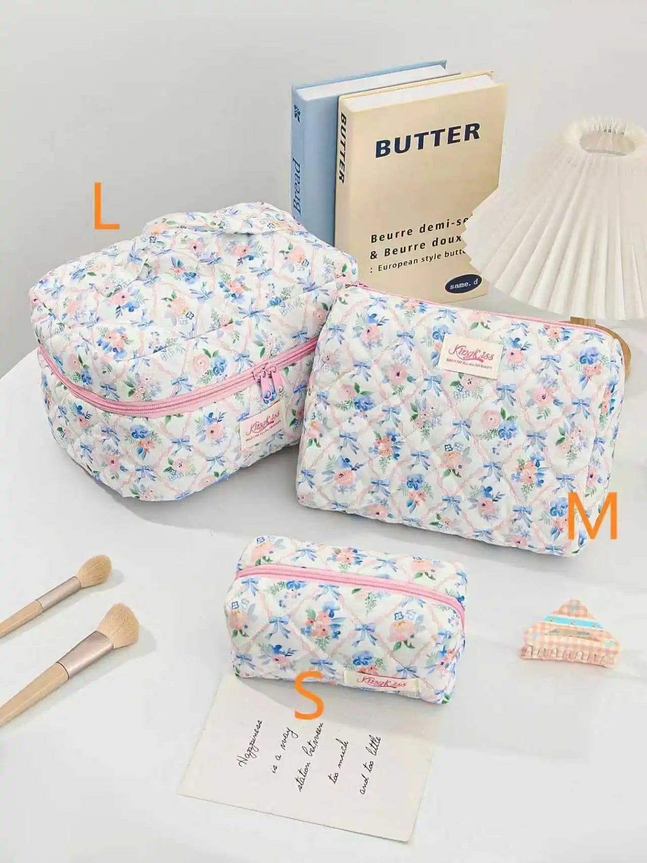 Cute Quilted Cotton Makeup Bag