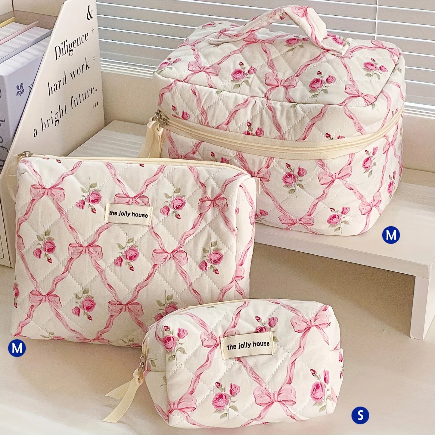 Cute Quilted Cotton Makeup Bag