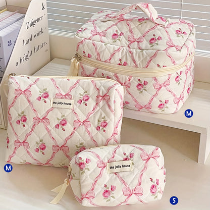 Cute Quilted Cotton Makeup Bag