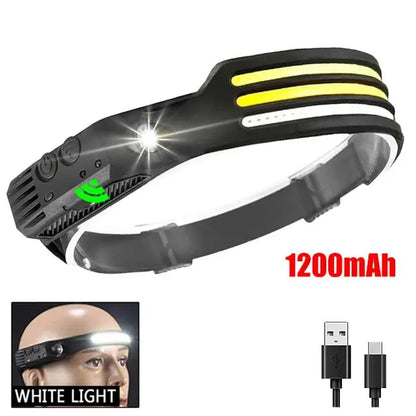 COB LED Headlamp Built-in Battery USB Rechargeable