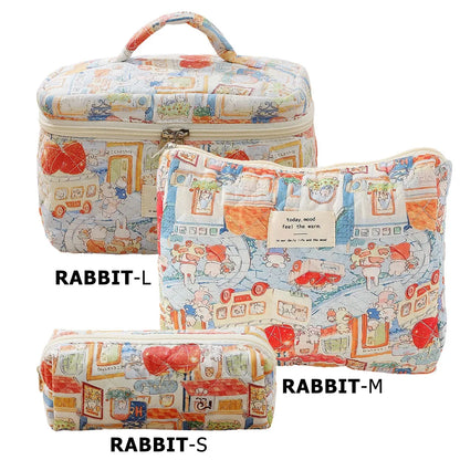 Cute Quilted Cotton Makeup Bag