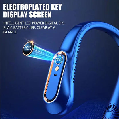 3000mAh Hanging Neck Fan Portable Bladeless Mini USB Rechargeable Mute LED Digital Display Electric Fan Summer Air Cooler New