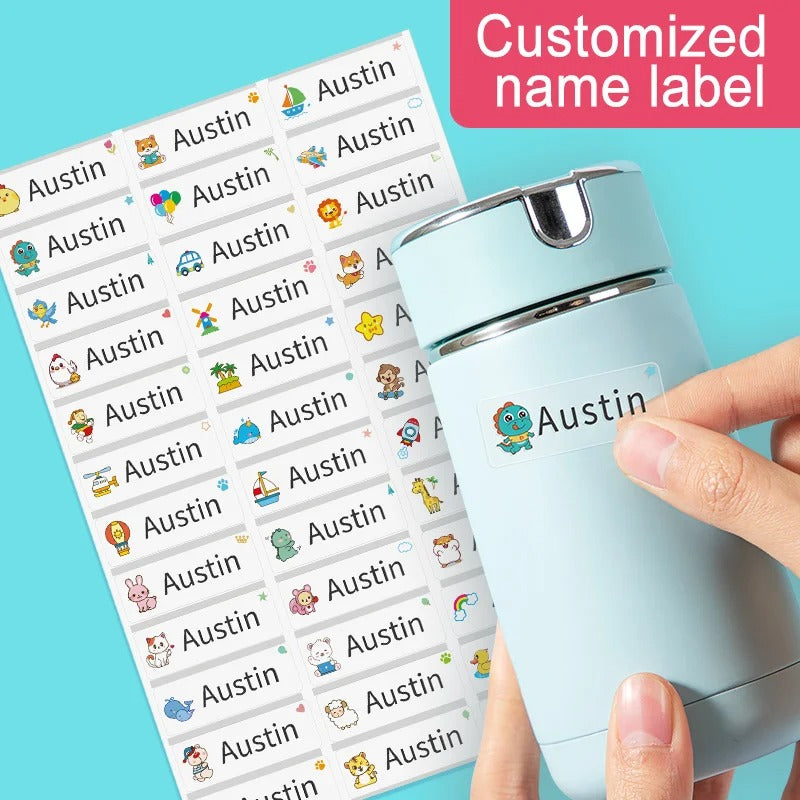 Custom Waterproof Transparent Name Stickers - Personalized Multilingual Labels for Kids School Supplies (Hebrew/English/Spanish)
