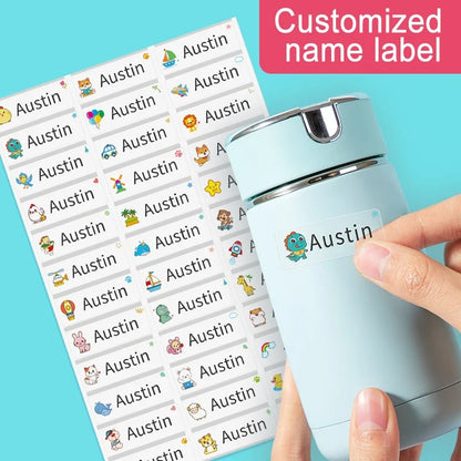 Custom Waterproof Transparent Name Stickers - Personalized Multilingual Labels for Kids School Supplies (Hebrew/English/Spanish)