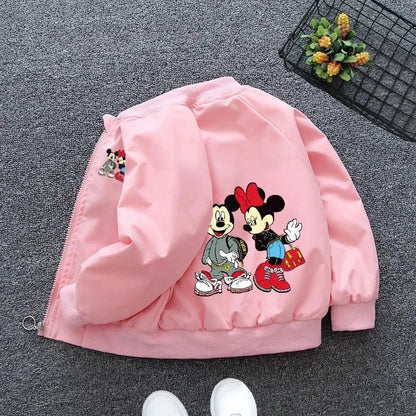 New Spring Mickey Mouse Baby Boys Hooded Jacket Autumn Baby Girls Cartoon Zipper Long Sleeve Casual Clothing Kids Outerwear Coat